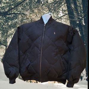 Vintage POLO RALPH LAUREN Quilted Puffer Down  Black Jacket / Bomber Size L